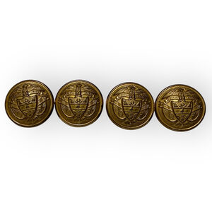 4 Gold Metal Coat Button Feature Eagle on Shield Crest Decorative Military Style